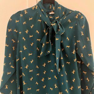 Dark green horse blouse